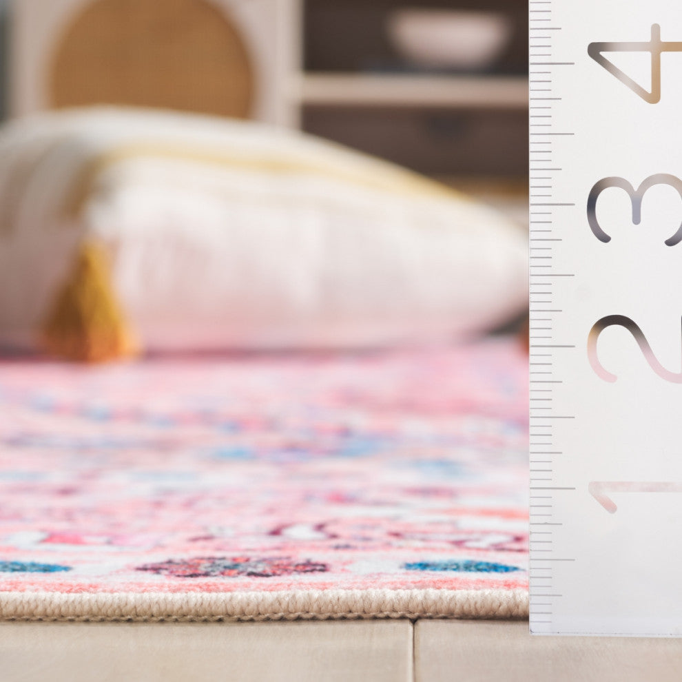 Safavieh Arizona Machine-Washable Collection ARZ315 Rug, Beige/Pink, 8'x10'