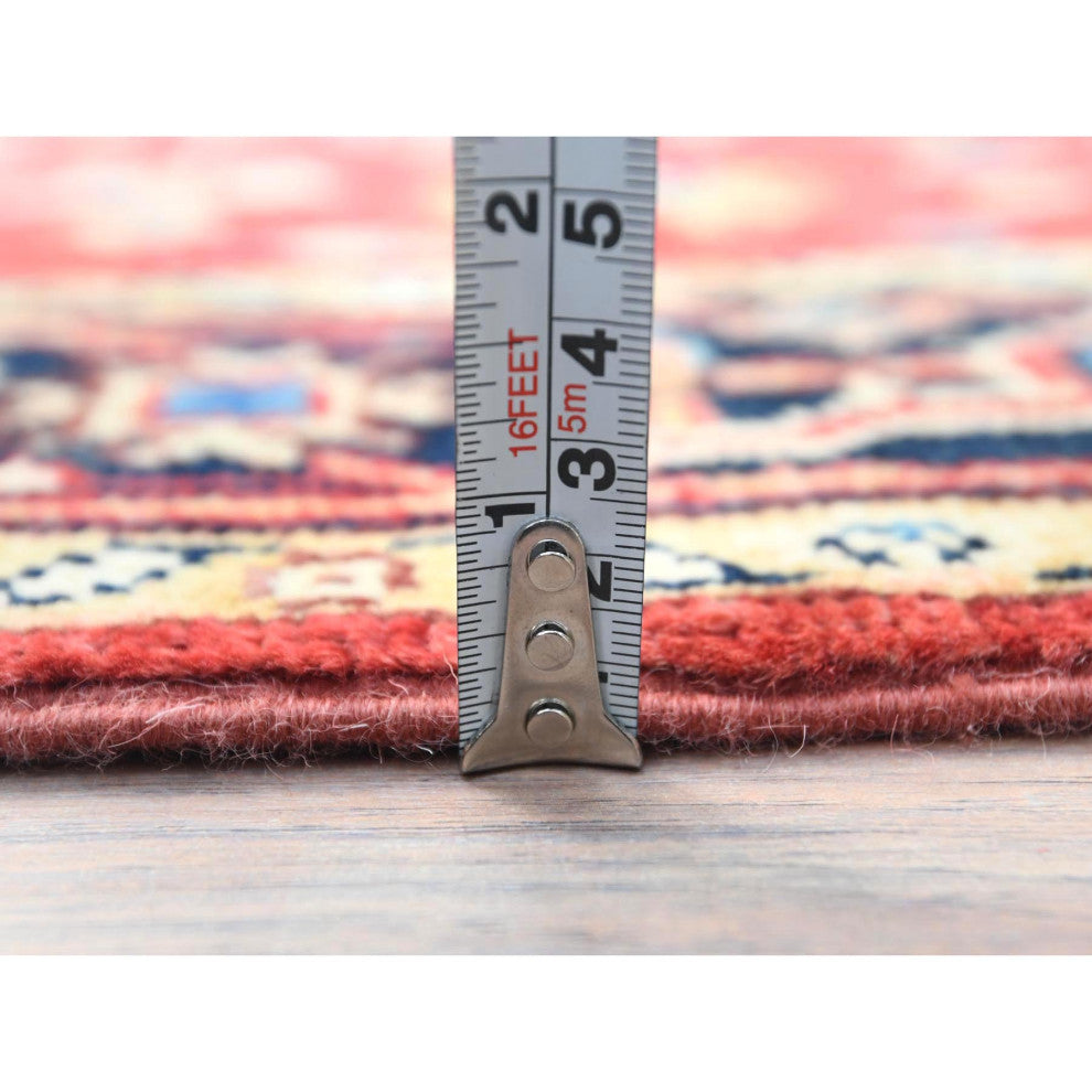 Fire Brick Afghan Peshawar Heriz Wool Hand Knotted Oriental Rug, 3'10"x6'