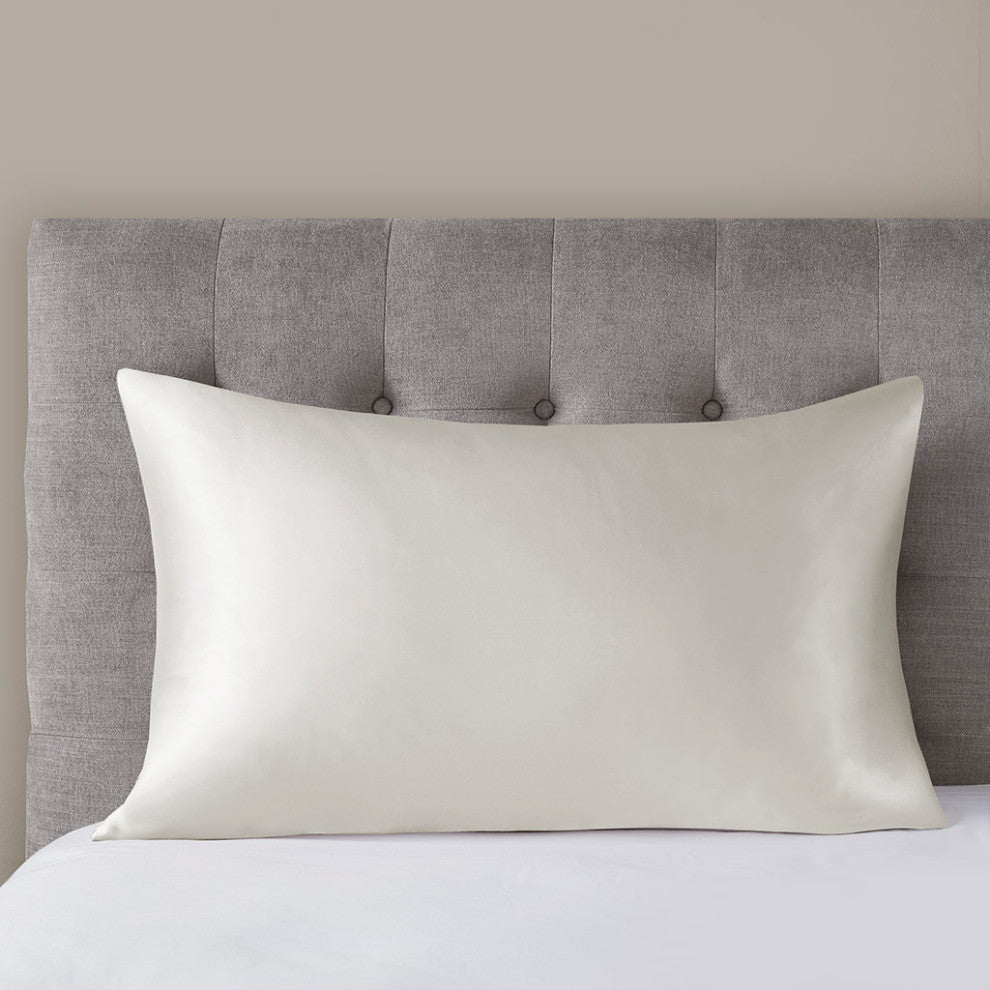 Madison Park Mulberry Silk Luxury Single Pillowcase, Ivory, Standard
