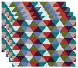 Geometric Decorative Placement, Green, Red, Set of 4