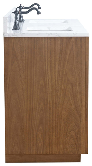 Vanity Art Bathroom Vanity With Sink, Tan, 60" Double, Arabescato White Engineered Marble Top