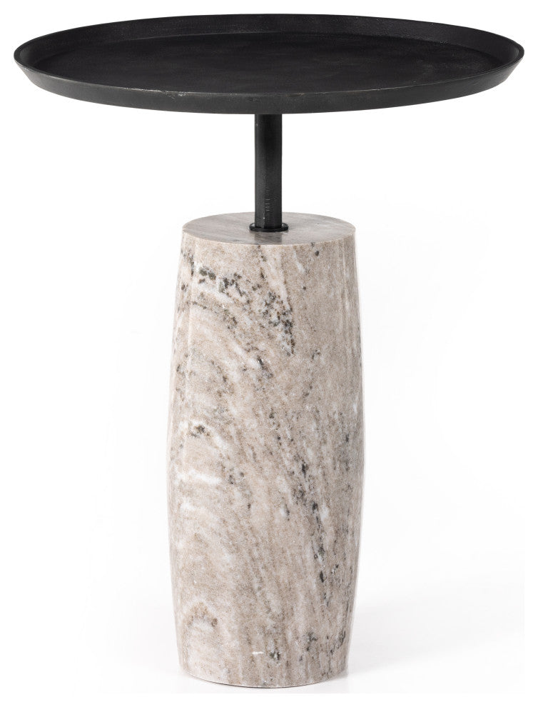 Cronos End Table-River Grey Marble Solid
