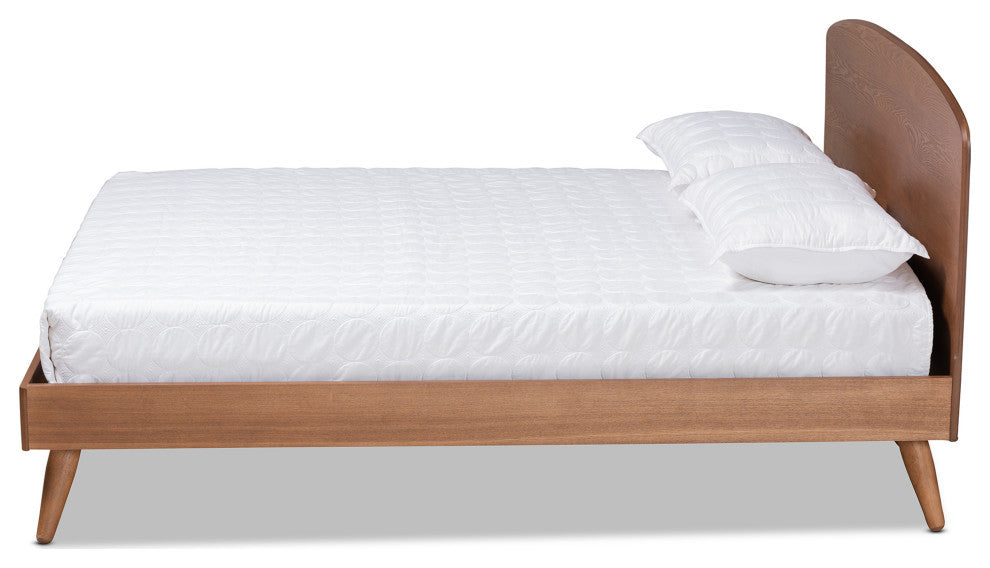 Westra Modern Farmhouse Walnut Effect Platform Bed, Full