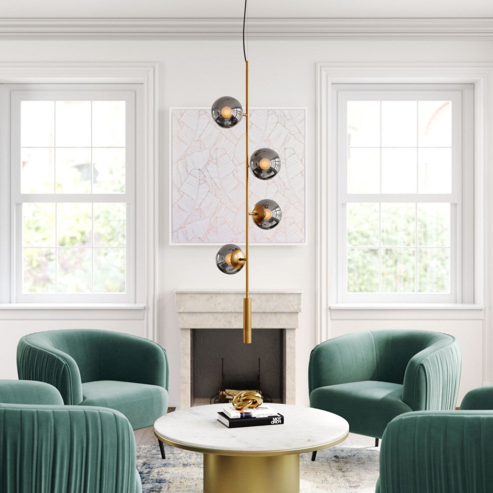 Pendant Ceiling Light Fixture, Glass, Steel Metal, Brass, Gold, Black, Lounge