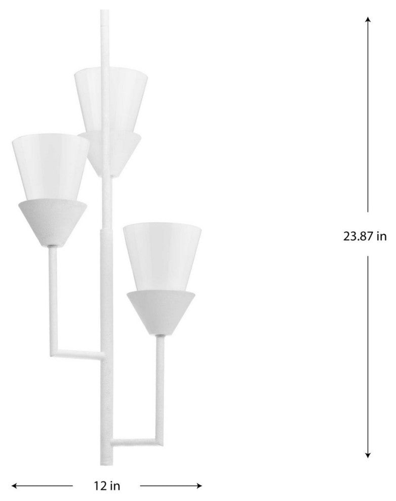 Pinellas Collection 3-Light Contemporary Pendant, White Plaster