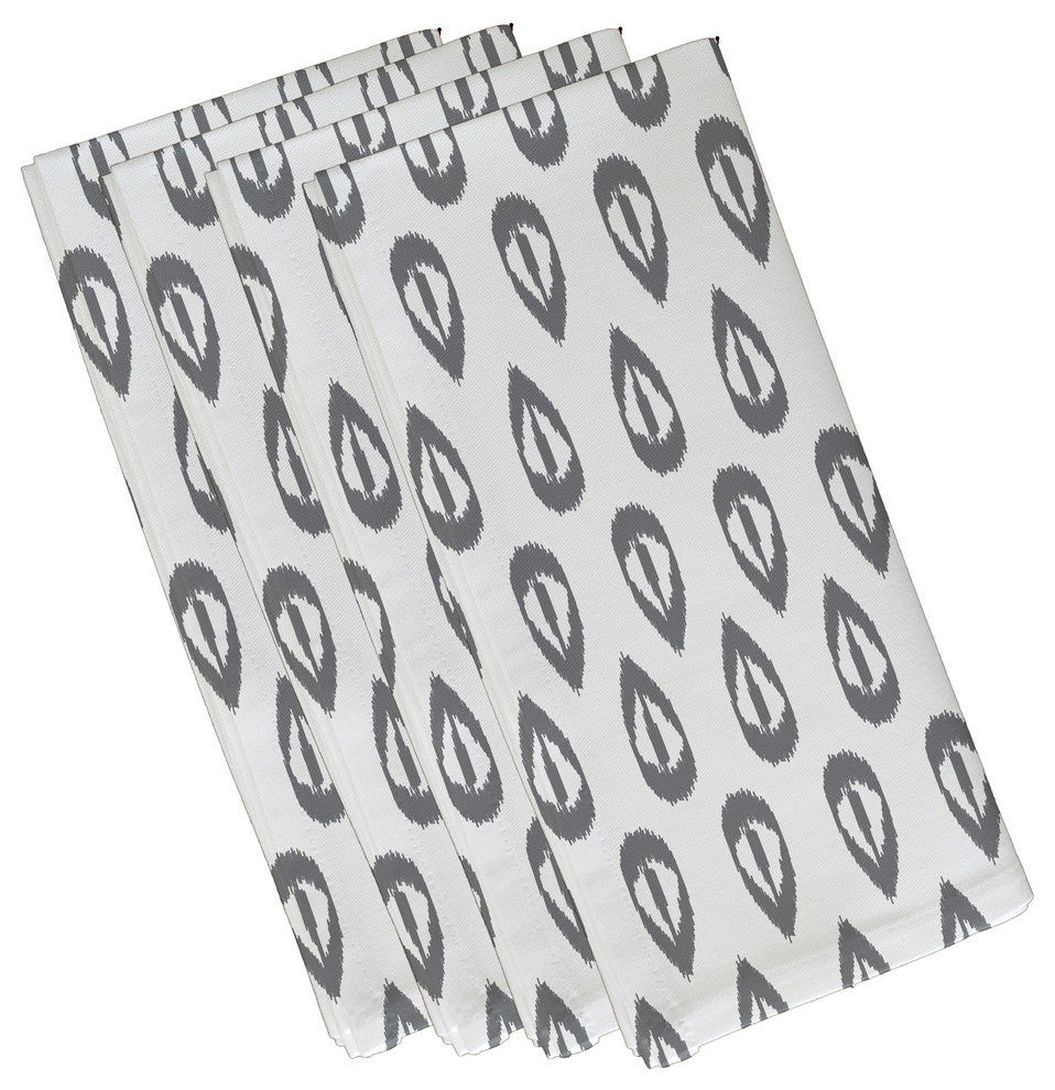 Ikat Tears, Geometric Print Napkin, Gray, Set of 4