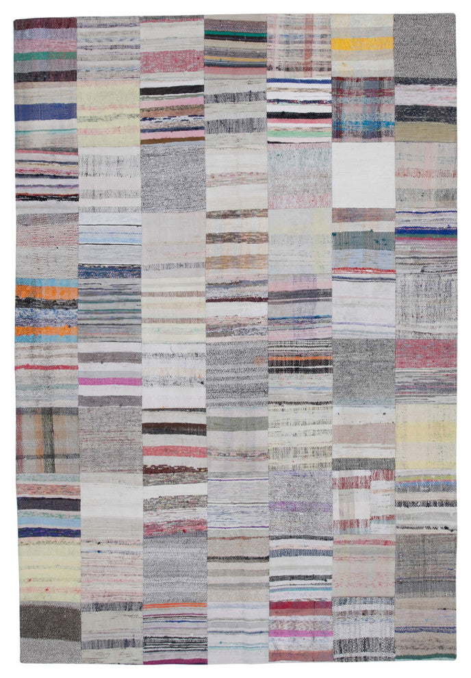 Rug N Carpet - Handmade Oriental 6' 7'' x 9' 10'' Unique Patchwork Kilim Rug