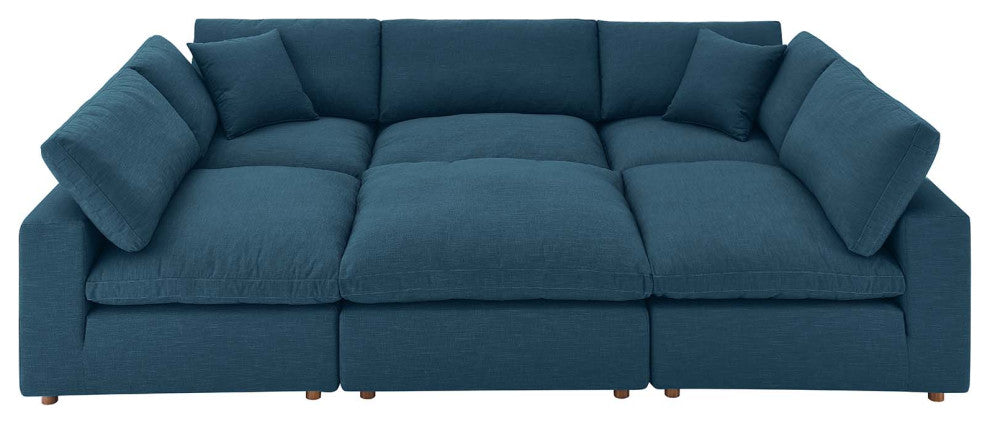 Modular Sectional Deep Sofa Set, Azure Navy Blue, Fabric, Modern, Hospitality