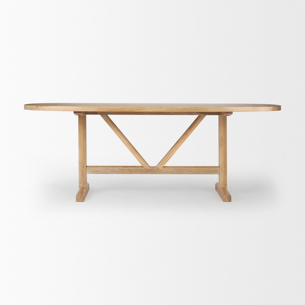 Viktor 84"L Light Brown Solid Wood Dining Table