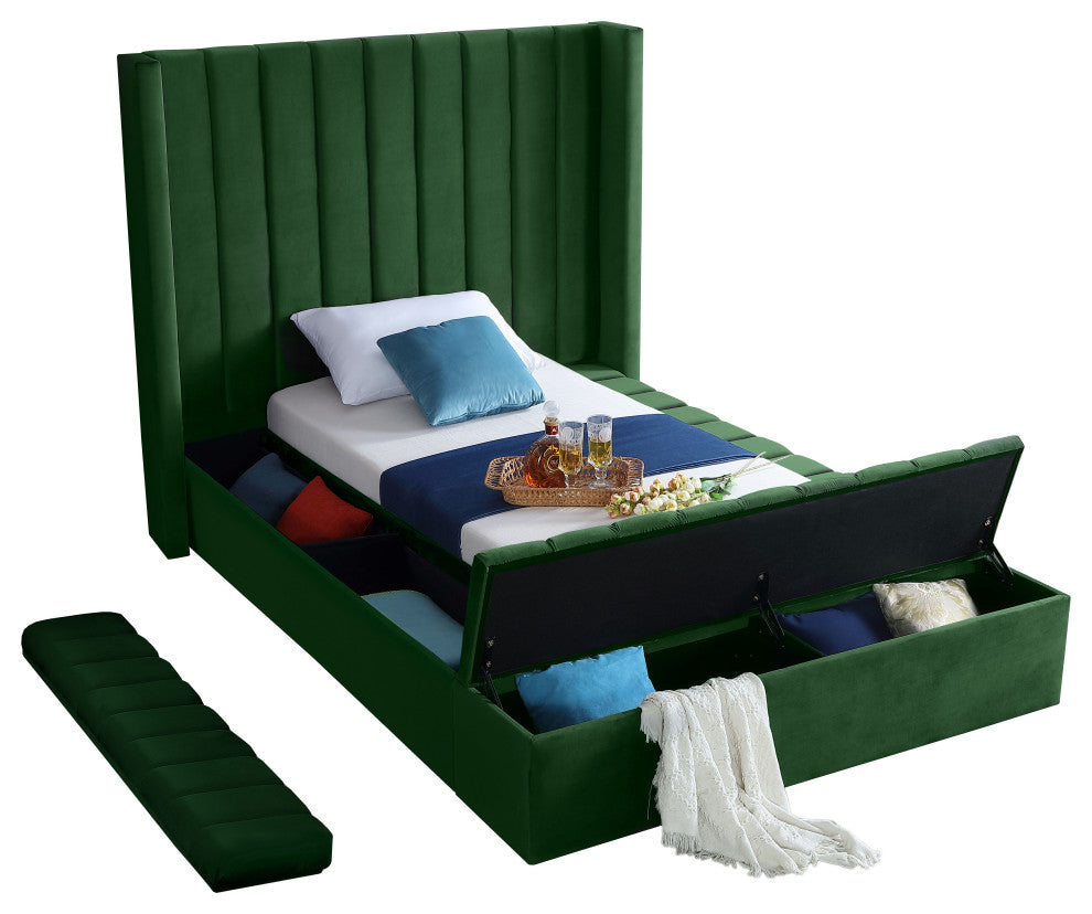 Kiki Velvet Bed, Green, Twin