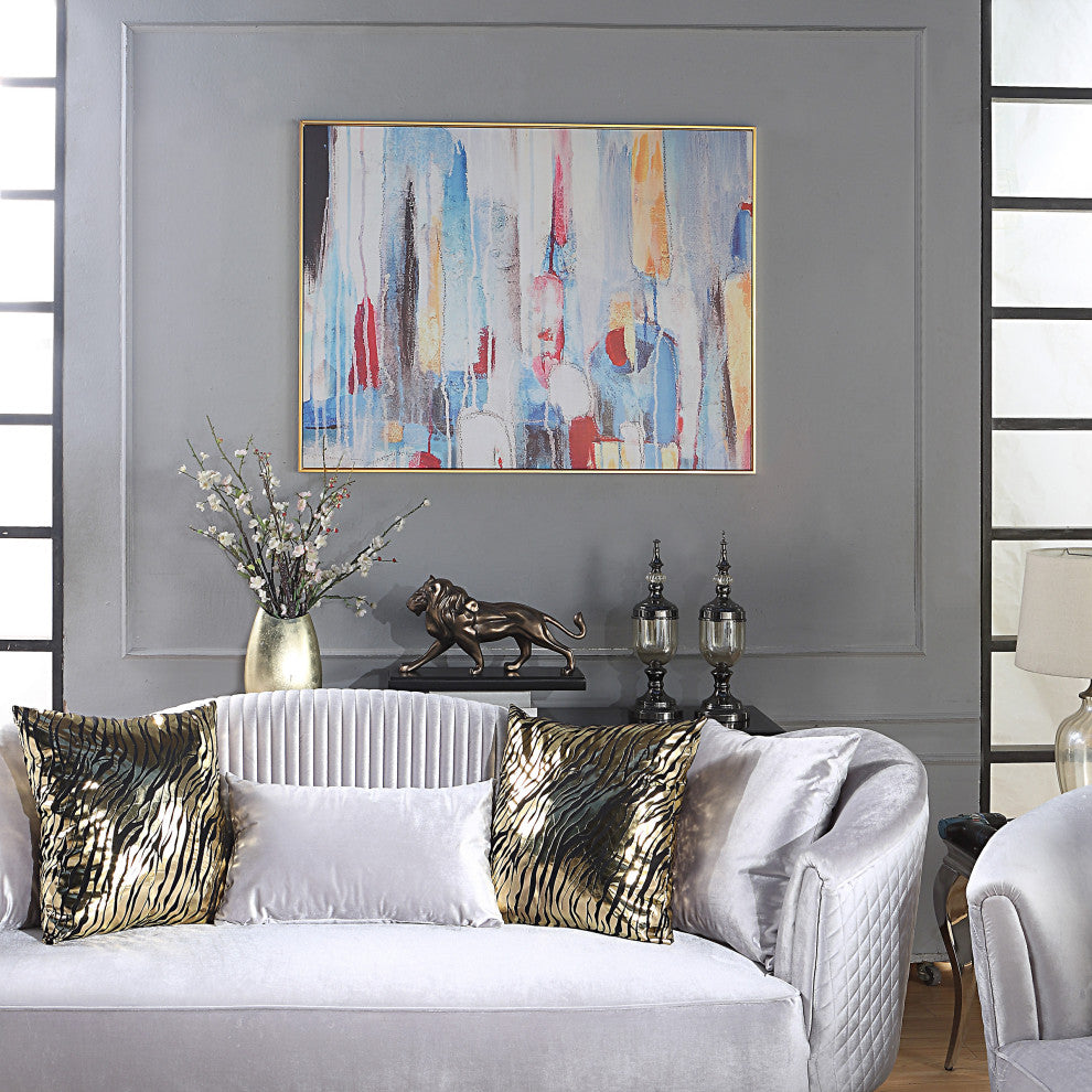 Rainy Forest Abstract Wall Art 36x47 With Gold Frame, Multi Color