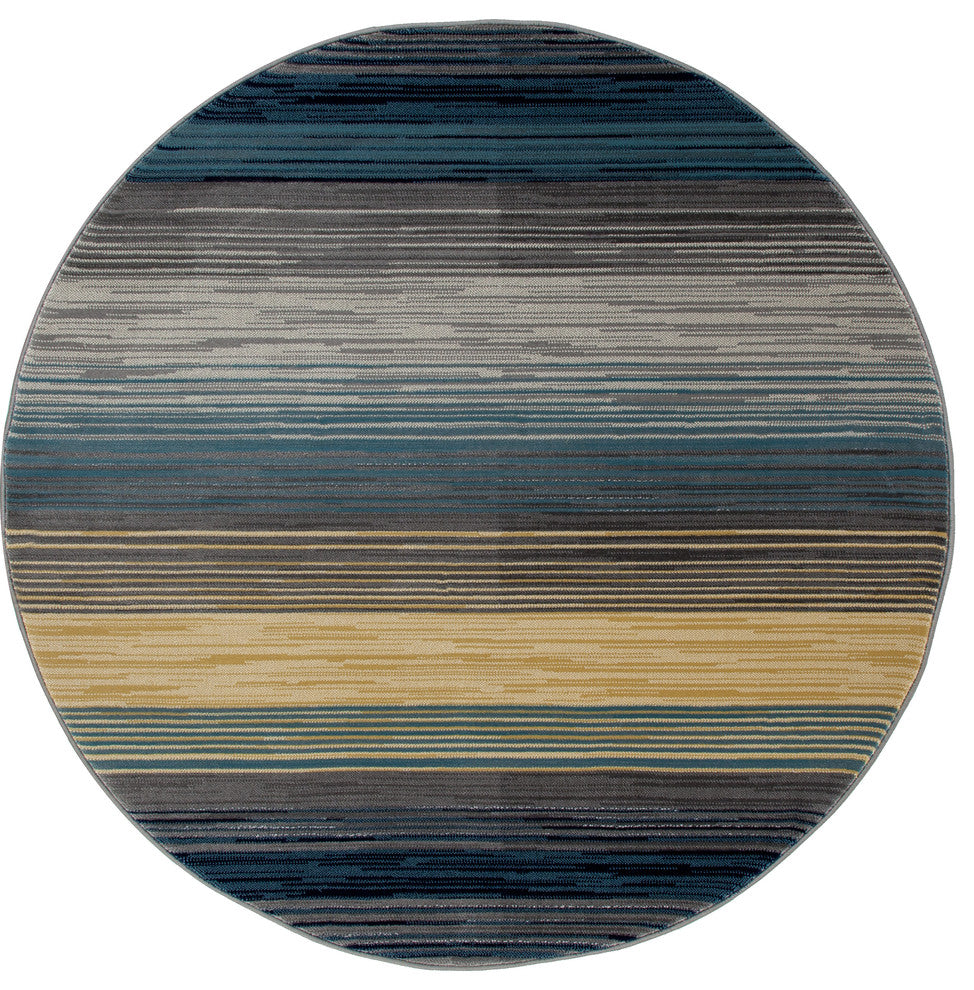 Bastille Heathered Stripe Blue 7'10" Round Area Rug