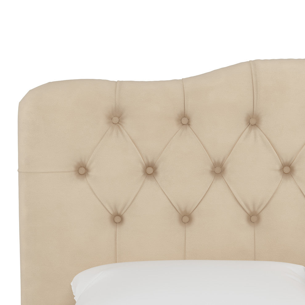 Aaron Full Tufted Bed, Velvet Pearl
