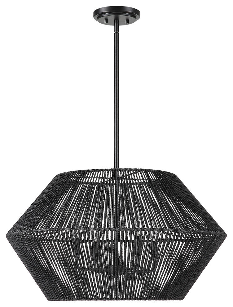 Uttermost Suva 4-LIght Black Rope Pendant