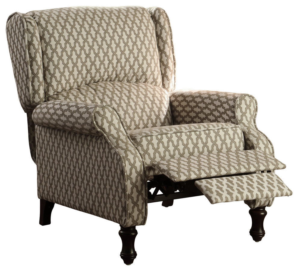 Evonna Puch Back Wingback Recliner, Beige, White