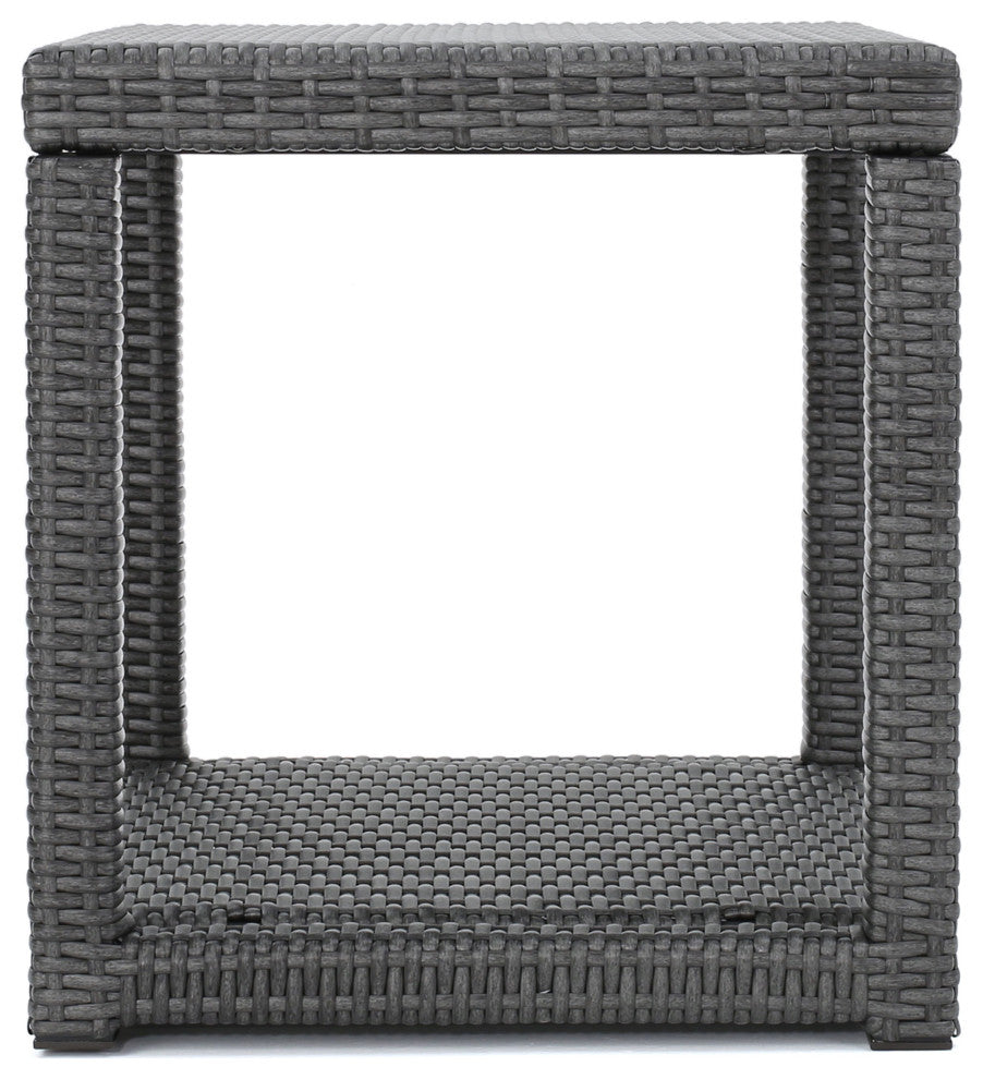 GDF Studio 3-Piece Hogan Outdoor Wicker Chat Set, Gray