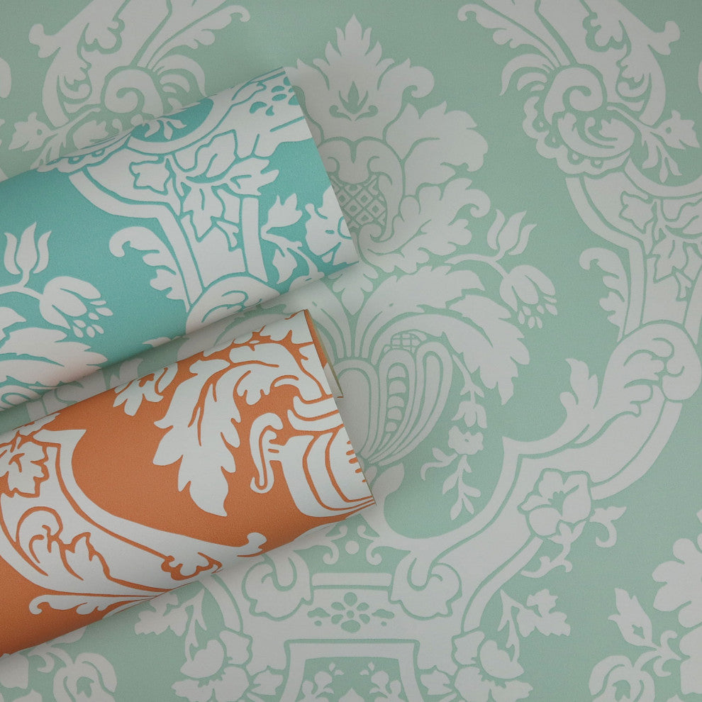 Mikado Damask Wallpaper, Teal, Bolt