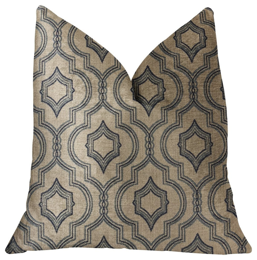 Anise Black and Beige Luxury Throw Pillow, 18"x18"
