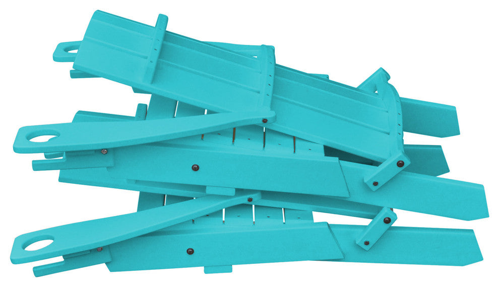 Poly Hampton Folding Adirondack Chair with 2 Cupholders, Aruba Blue