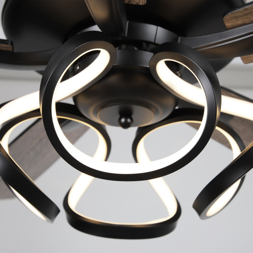 52 in. Black LED Ceiling Fan with Remote Control
