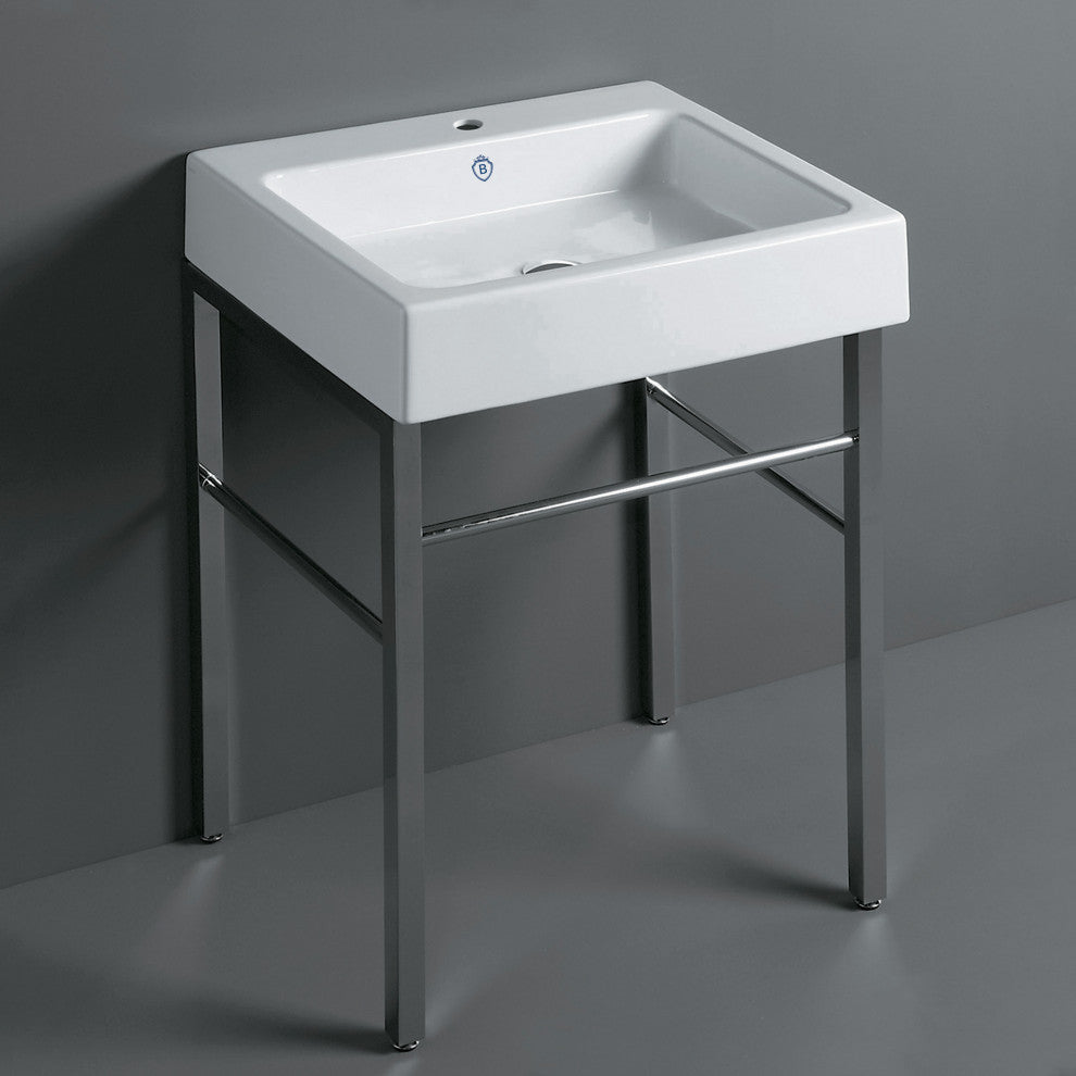 Whitehaus B-U60-DUCG1-A06-1 Rectangular Sink Console with Front Towel Bar