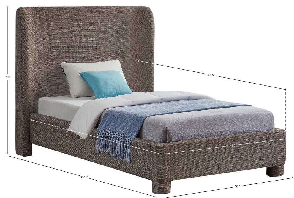 Penny Bed, Brown, Twin, Linen Textured Fabric