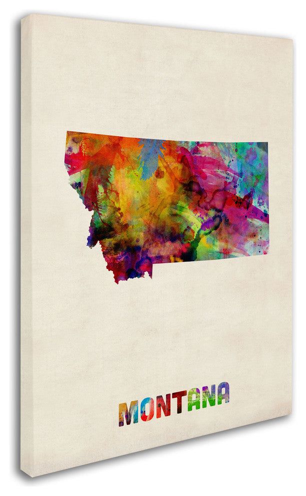 'Montana Map' Canvas Art by Michael Tompsett