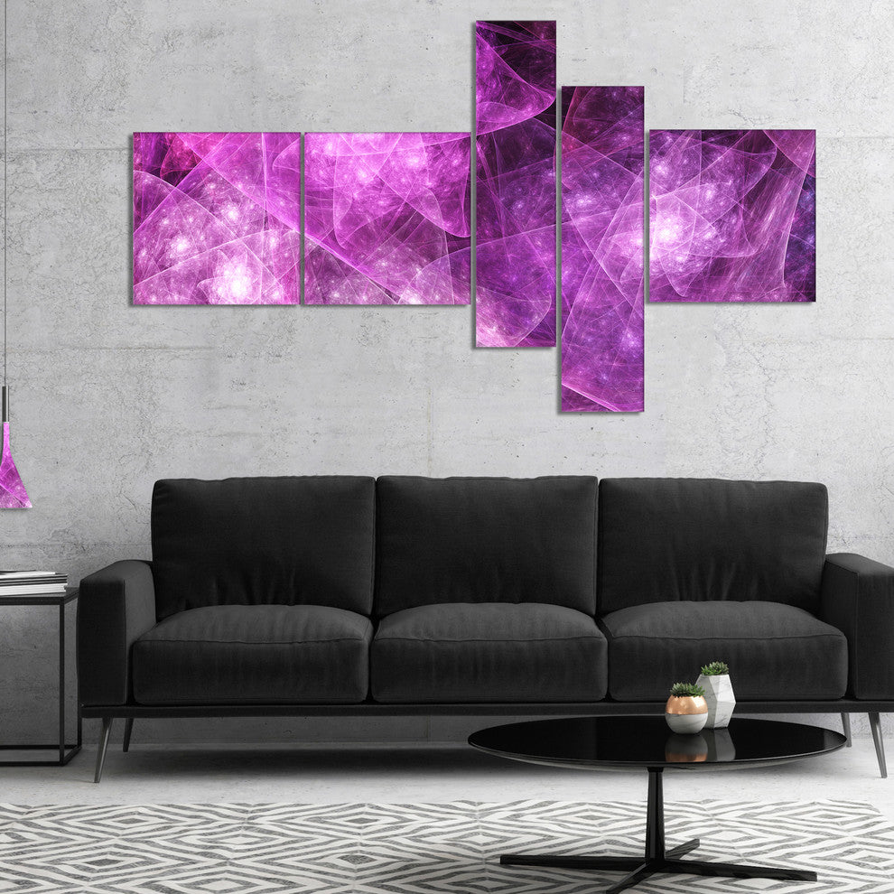 Pink Rotating Polyhedron, Abstract Canvas Art Print, 60"x32", 5 panels