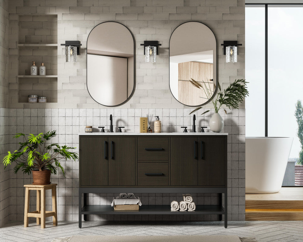 Home Living 54" Double Bathroom Vanity, Mocha Brown