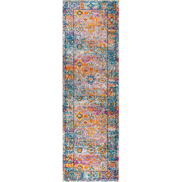 Bohemian Flair Boho Vintage Faded Area Rug, Cream/Navy, 2x8