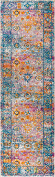 Bohemian Flair Boho Vintage Faded Area Rug, Cream/Navy, 2x8