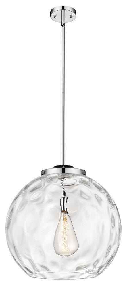 Athens Water Glass Pendant, Polished Chrome, Clear Water Glass