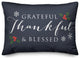 Navy Green Grateful Thankful Blessed 20x14 Spun Poly Pillow