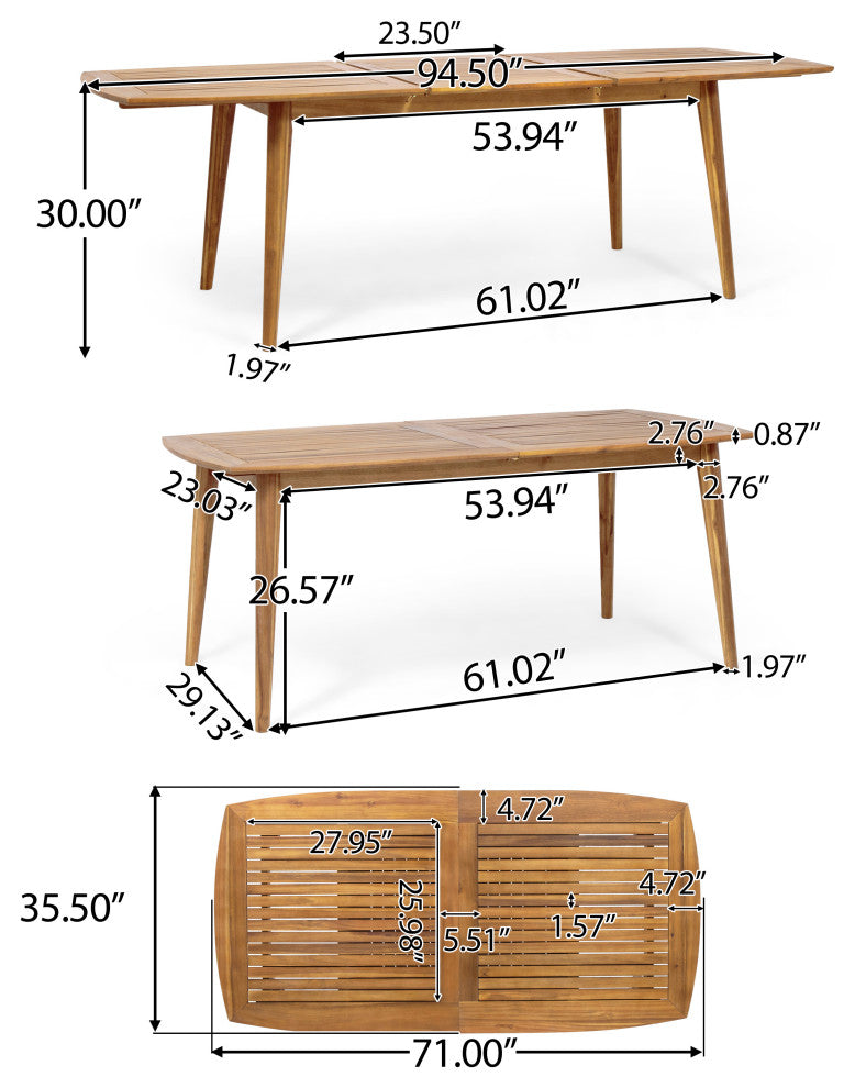 GDF Studio 7-Piece Outdoor Dining Set, Table & Stackable Chairs, White/Brown