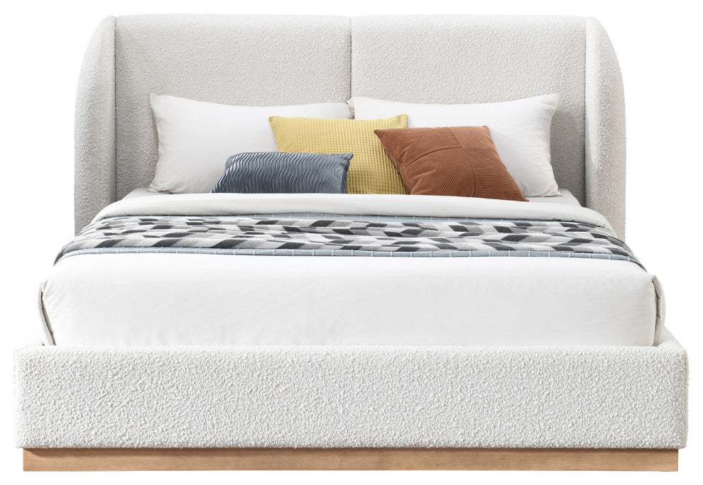 Jardin Boucle Fabric Full Bed, Cream, Queen
