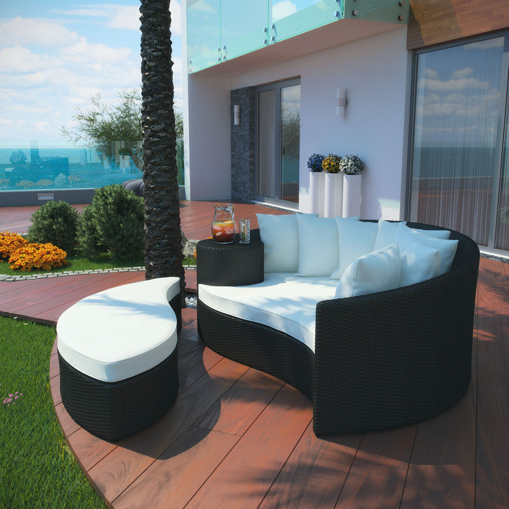 Modway Taiji Outdoor Patio Wicker Daybed, Espresso White