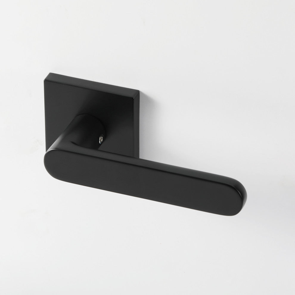 Modern Heavy Duty Designer Door Handle - Chrystie Collection, Matte Black, Privacy Right Hand