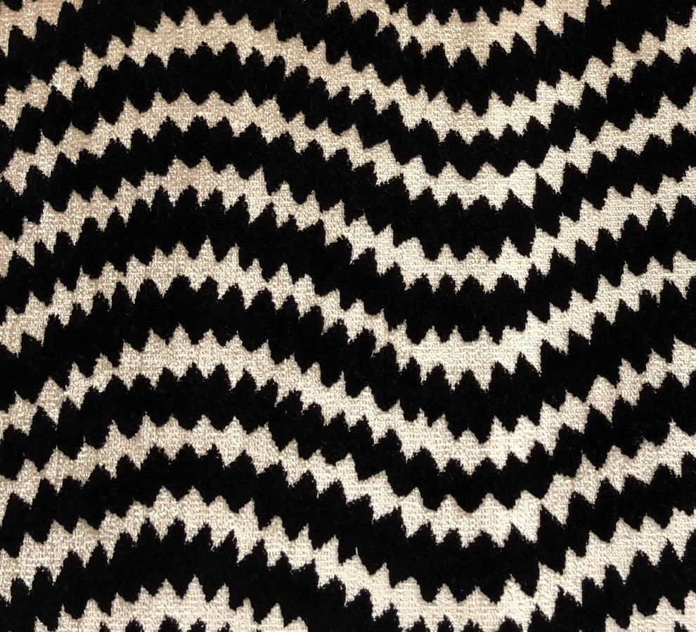 Jagged Fringe Luxury Throw Pillow in Black and Beige, 20"x26" Standard
