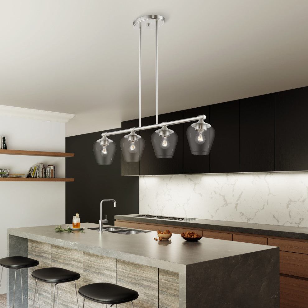 Willow 4 Light Brushed Nickel Linear Chandelier