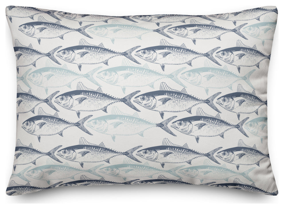 Blue Fish School 14x20 Spun Poly Pillow