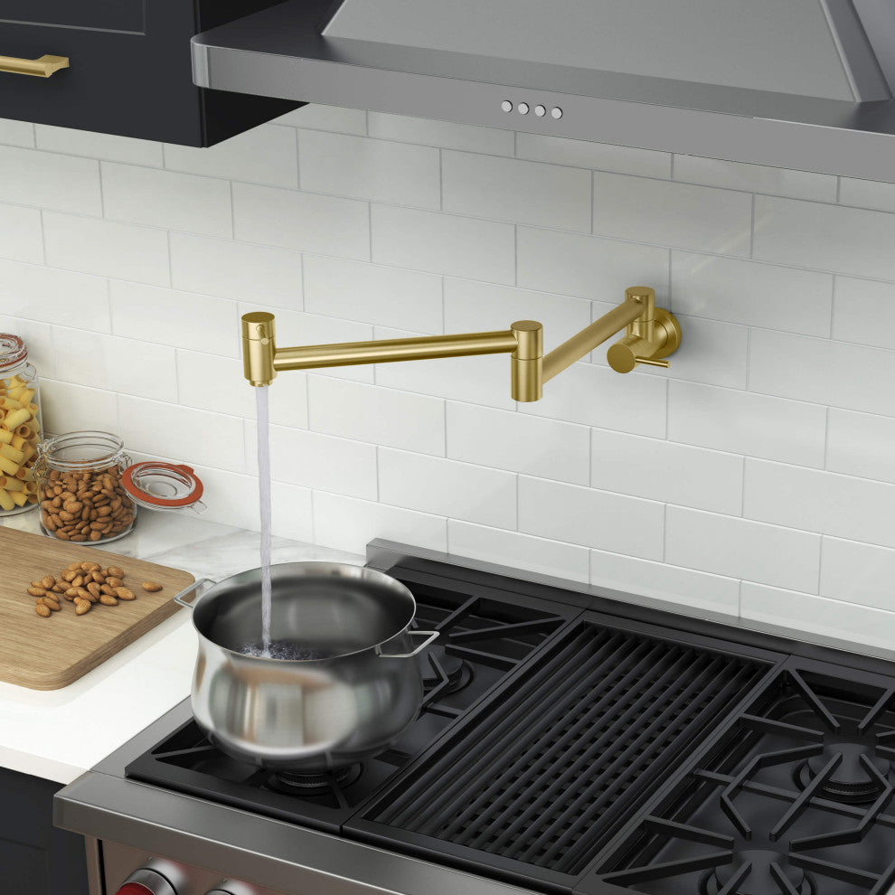 Circular Pot Filler, Brushed Gold