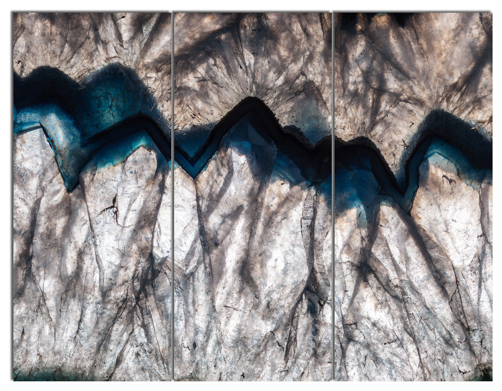 Backlit Mineral Macro, Abstract Canvas Wall Art Print, 36x28, 3 Panels