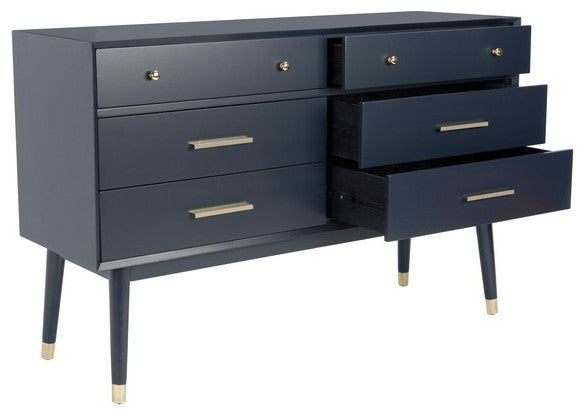 Safavieh Couture Madden Retro Dresser, Navy/Brass