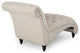 Meigs Varnell Contemporary Button Tufted Chaise Lounge, Beige + Walnut