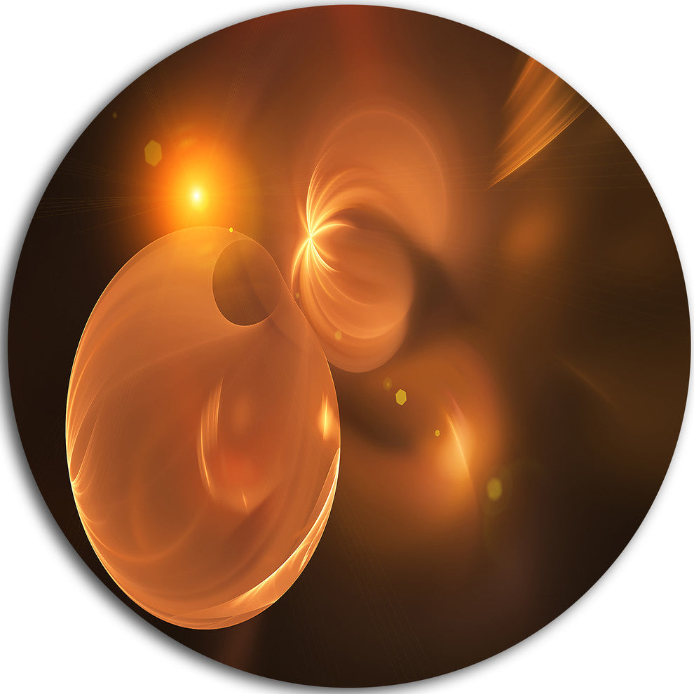 Softly Glowing Circles Yellow, Abstract Digital Disc Metal Artwork, 38"