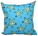 Soft Starfish, Geometric Print Pillow, Turquoise, 16"x16"