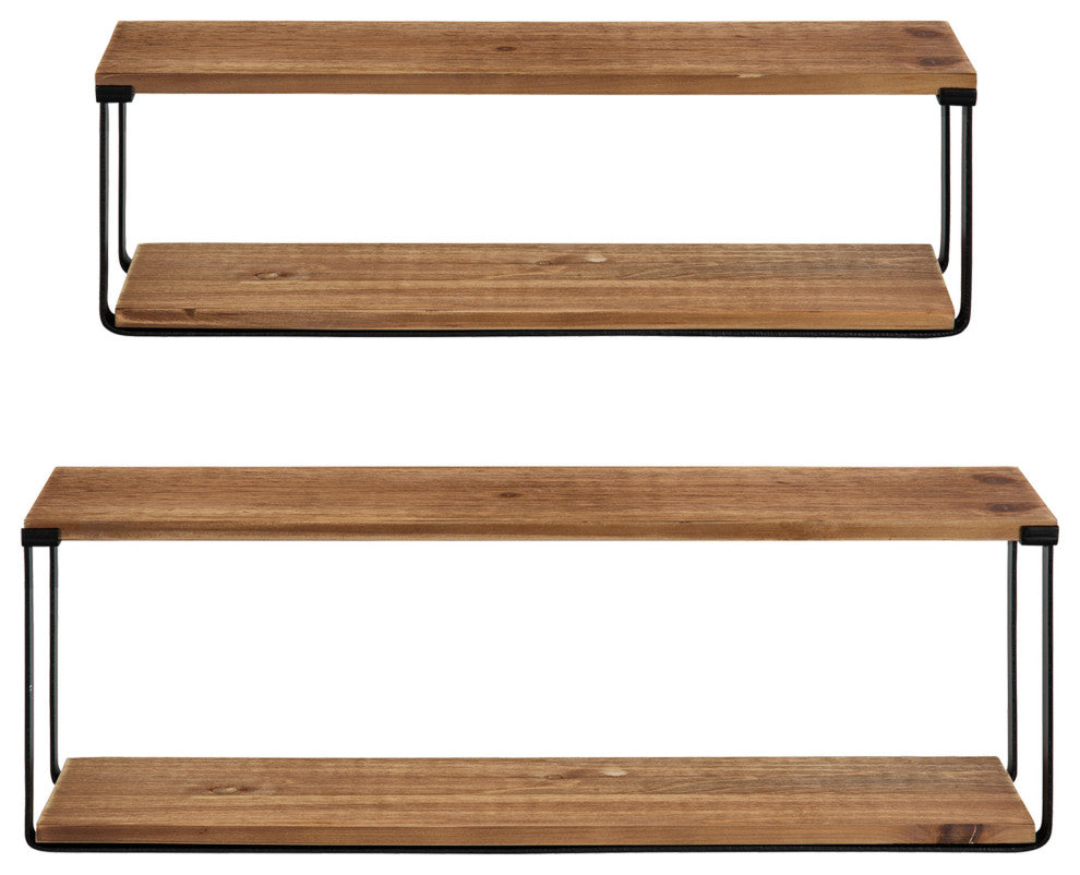 Rustic Dowler Nesting Shelf Set, Rustic Brown/Black 2 Piece