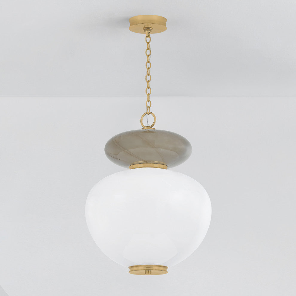 Corbett Lighting Syros Integrated LED Pendant, Vintage Brass, 19.25"Dx25.75"H