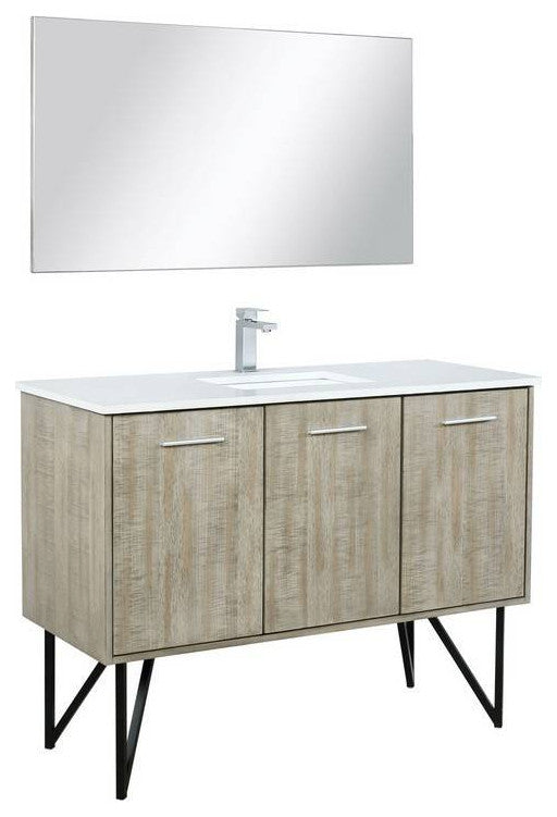 Lancy Modern 48" Rustic Acacia Square Sink Bathroom Vanity Set, Labaro Rose Gold