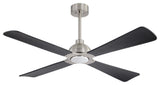56" 4-Blade Solid Wood Ceiling Fan with LED Light and Remote Control, Brushed Nickel/Black